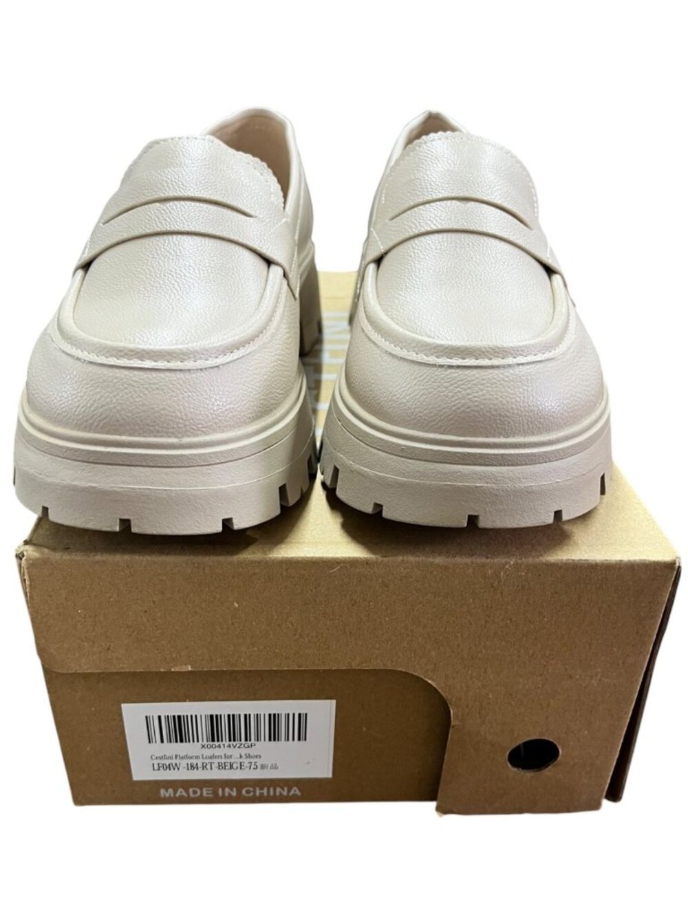 Cestfini Women's Beige Platform Loafers Size 7.5 NWB